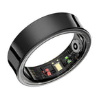 Smart ring, black, worn on finger