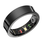Smart ring, black, worn on finger
